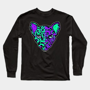 Purple and Teal Split Leopard Long Sleeve T-Shirt